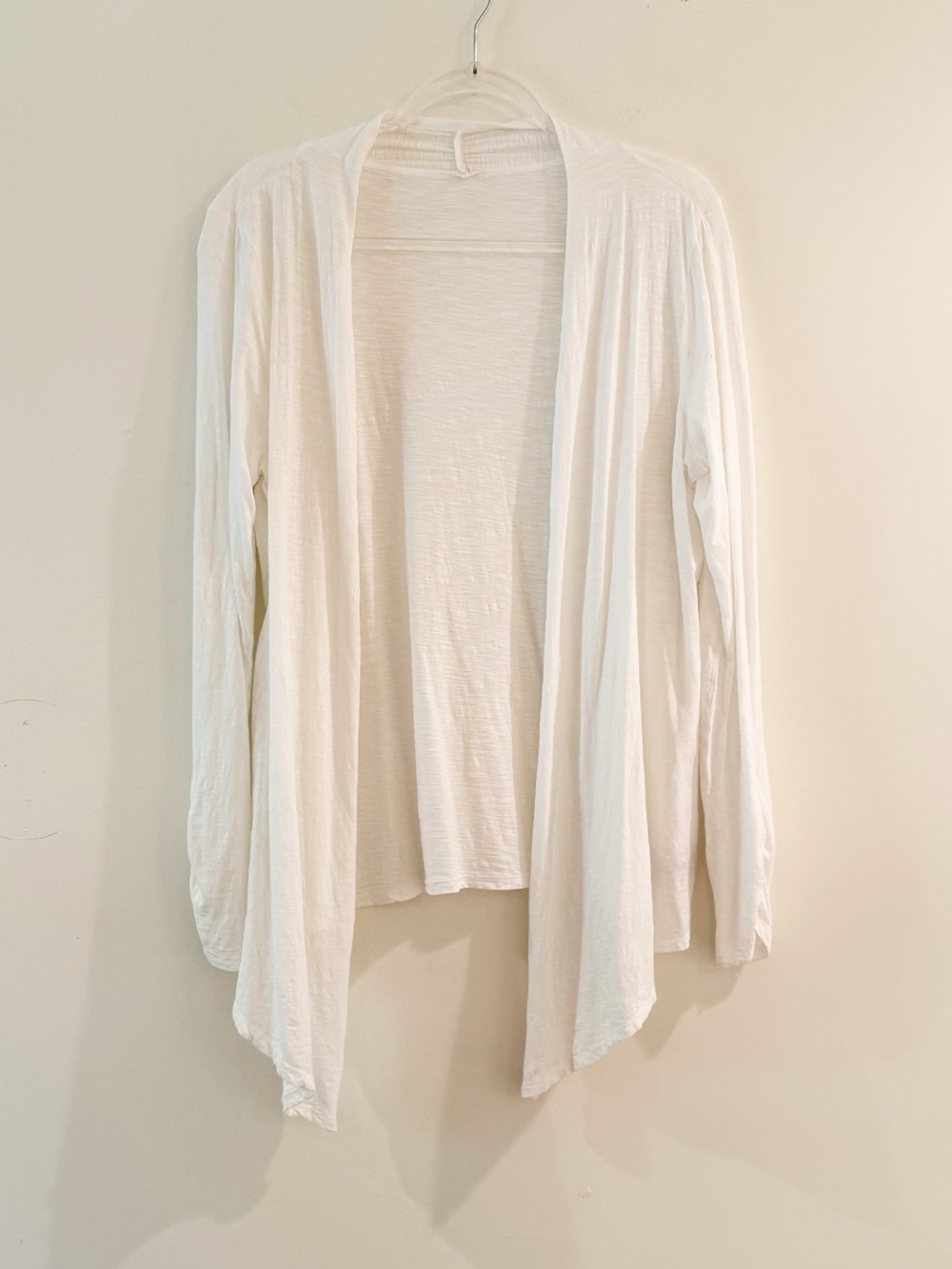 White Draped Open Front Cardigan